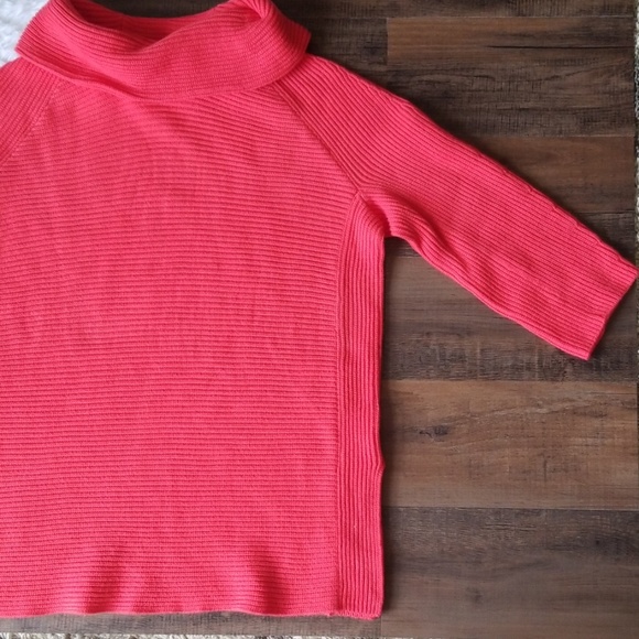 Lands' End Red Orange Cowl Neck Heavy Sweater - Picture 3 of 8